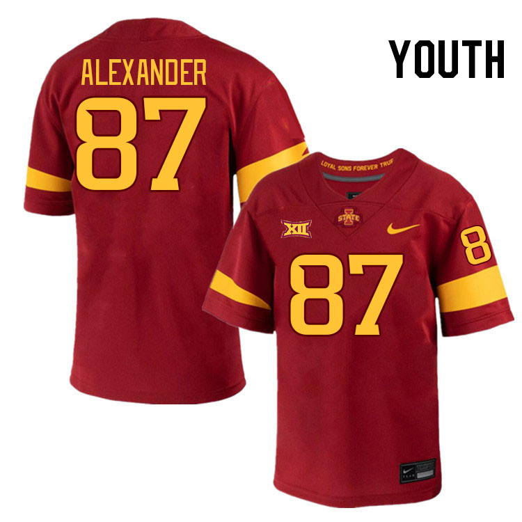 Youth #87 Cooper Alexander Iowa State Cyclones College Football Jerseys Stitched-Cardinal